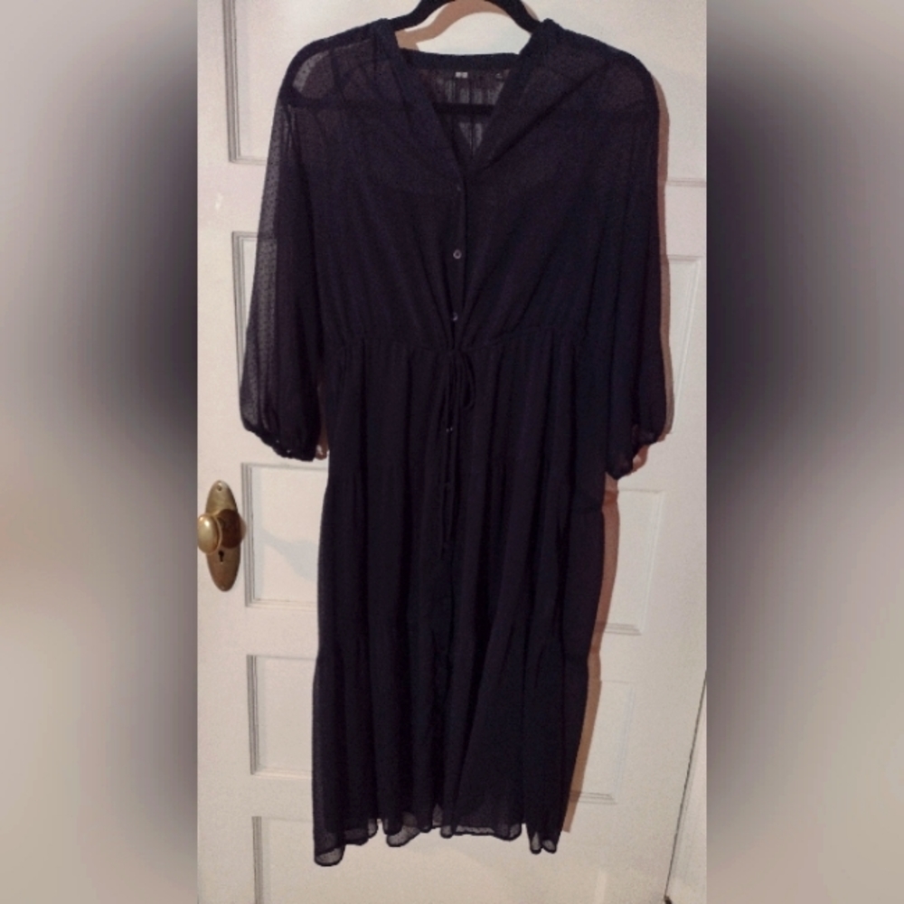 Sheer Uniqlo dress in navy